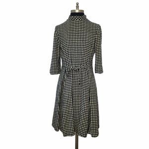 Vtg 60s Check Print Lined Wool Dress S
